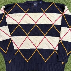 Gap navy argyle sweater Size XL #argyle #knitwear